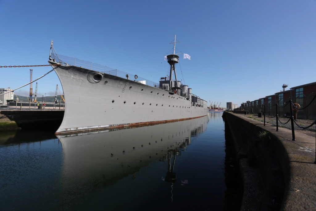 HMS Caroline in Belfast docks