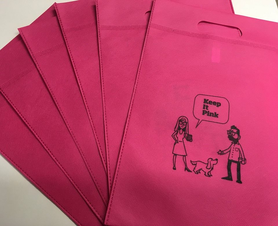 Characters applied to a tote bag