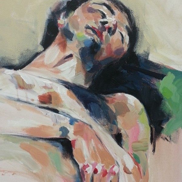sleeping, male, nude, sleeping, colour, acrylic