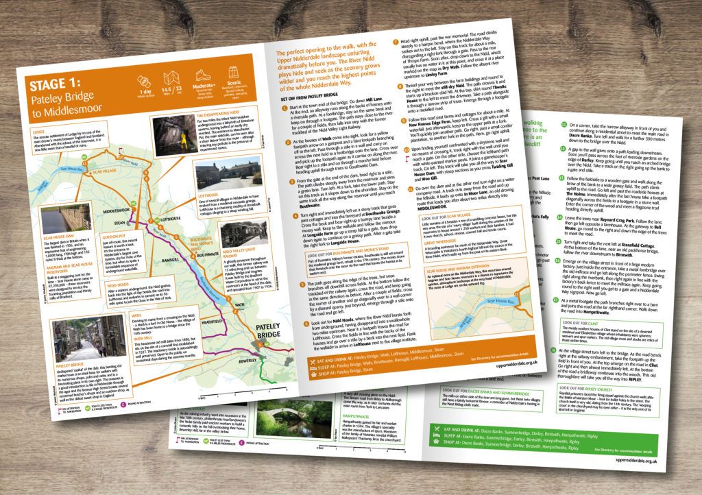 Spreads from the Nidderdale Way walking guide