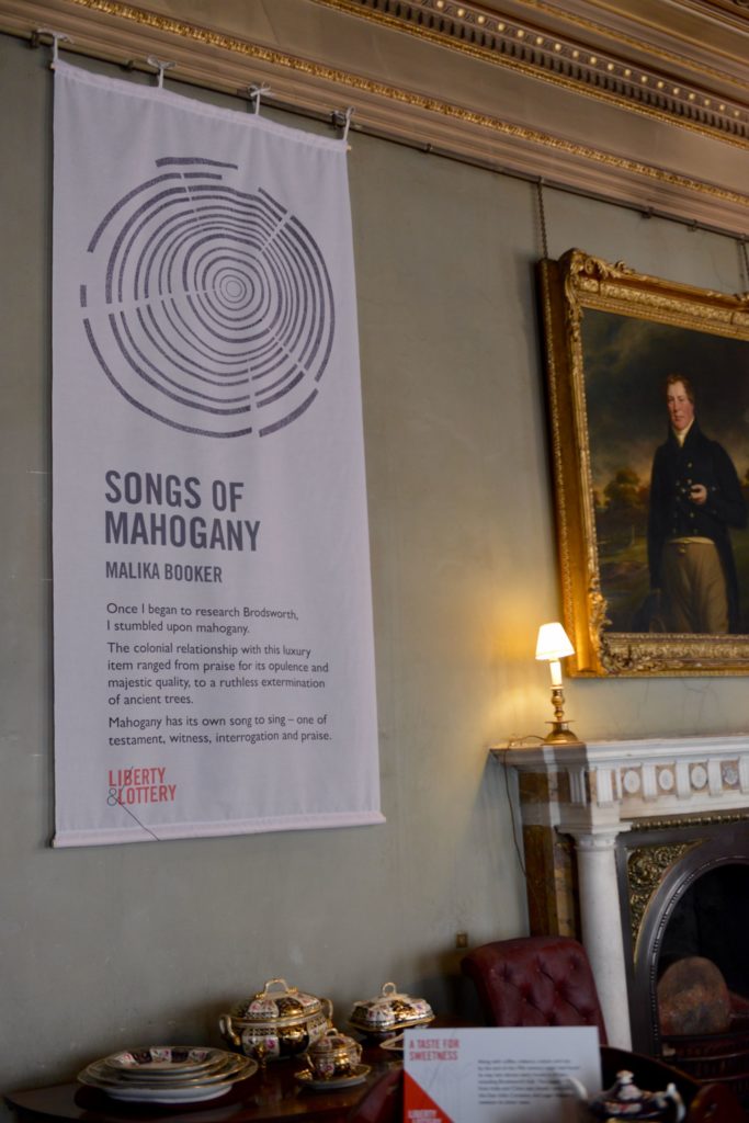 A lightweight banner hangs from the picture rail in the Dining Room, introducing the poem by Mailka Booker (image © Sarah K Jackson)